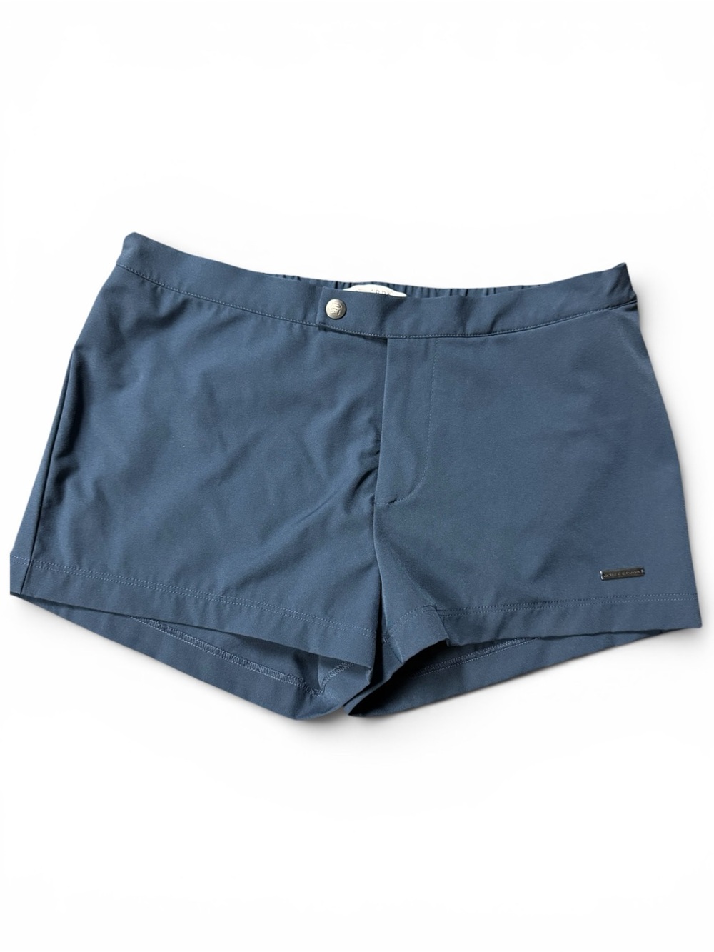 Parke & Ronen Men’s Flat Front Navy Swim Trunks Size 33 Short 2” Inseam